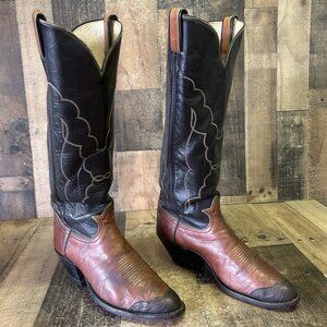 Tony Lama Vintage Tall Wingtip Western Cowboy Boots Mens 10.5 E